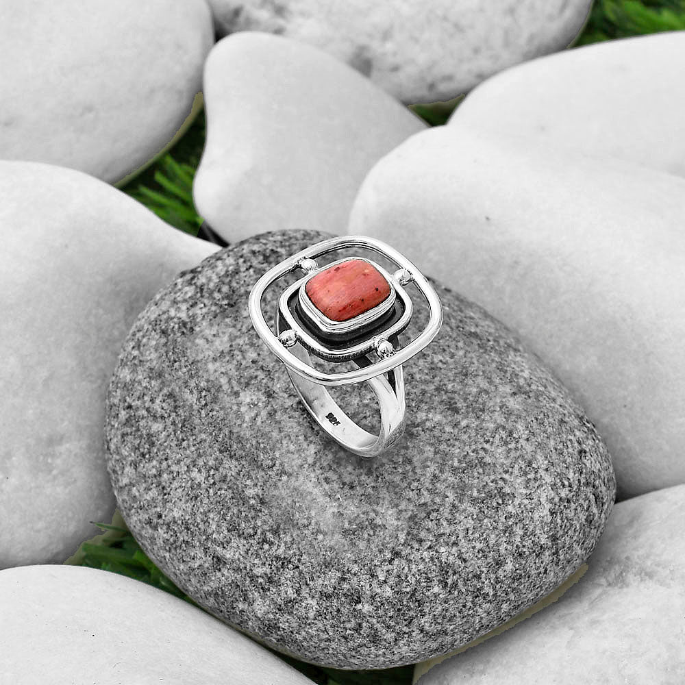 Natural Pink Tulip Quartz Ring size-8 R-1446 SDR204922